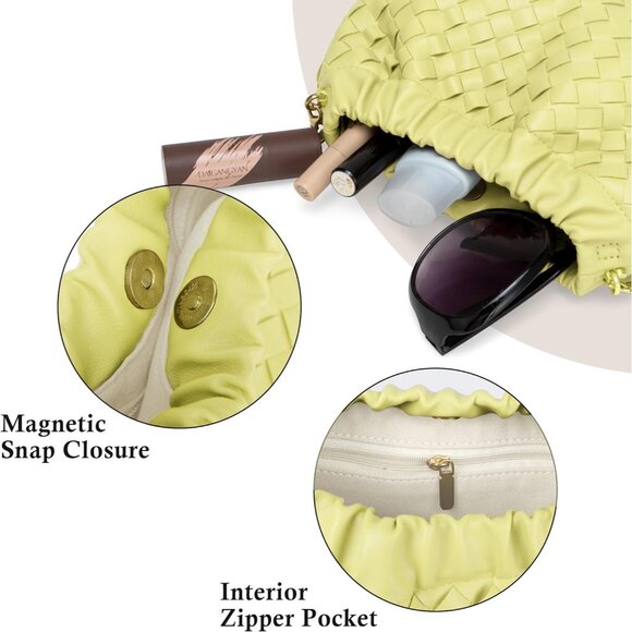 Woven Women's Crossbody Bag Evening Purse Clutch Hobo Shoulder Bag Compact - Picture 6 of 7